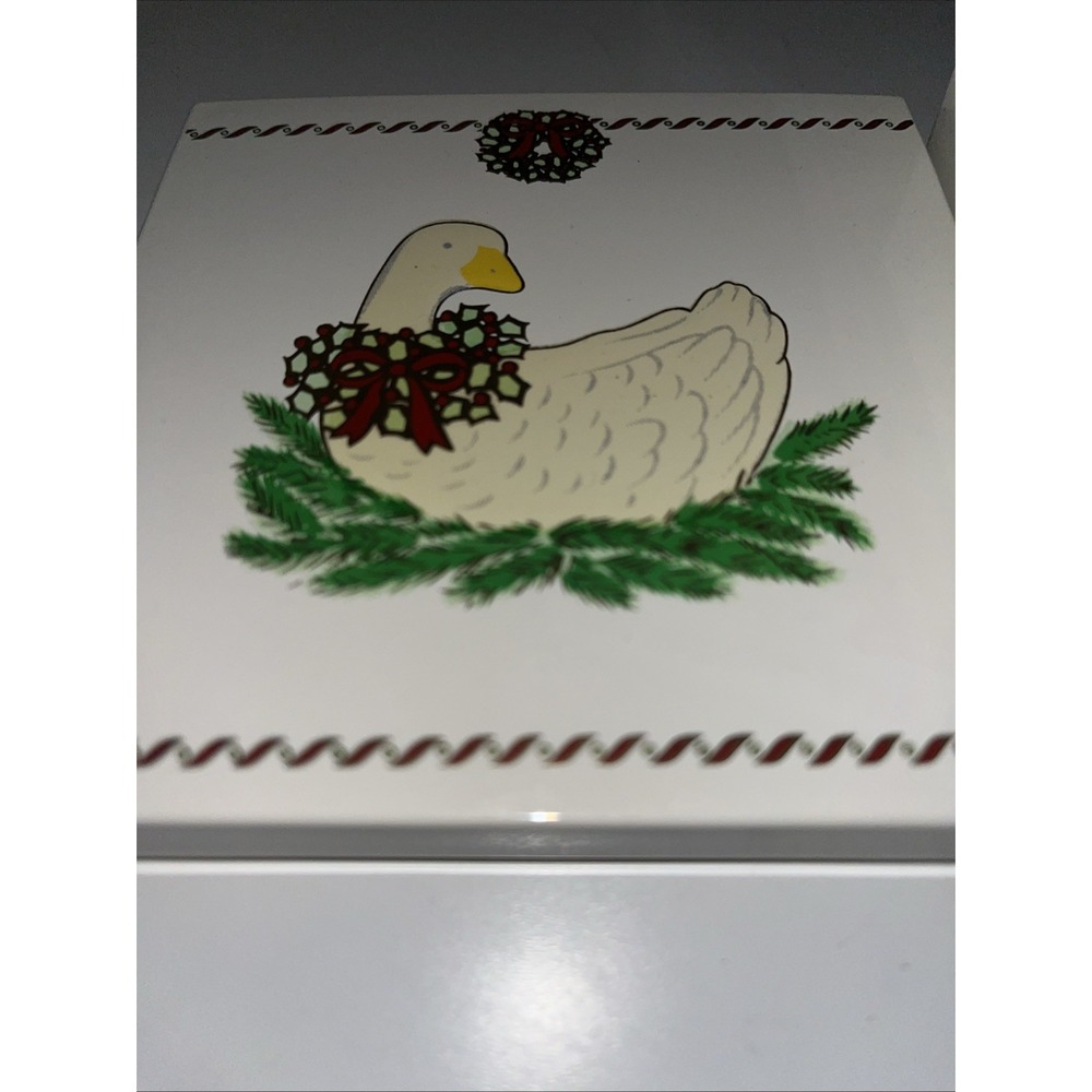 6 Cottagecore MaryAnn Baker Christmas Goose Otagiri Design Lacquered Coasters